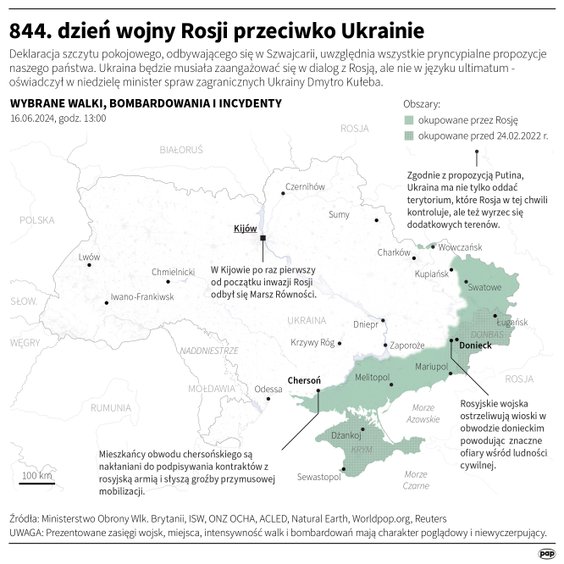 Tak wyglądała sytuacja na Ukrainie w 844 dniu wojny