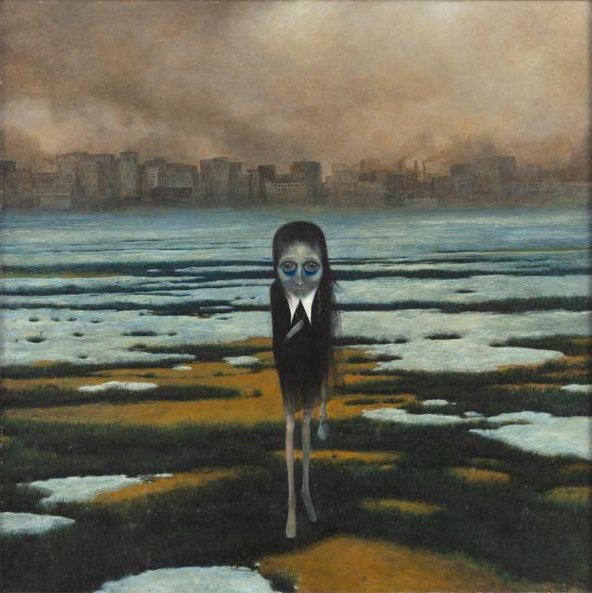 Zdzisław Beksiński, „Postać”, 1978, olej, płyta, Desa Unicum.