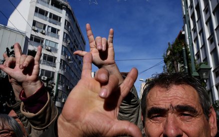 Protest osób niepełnosprawnych w Atenach