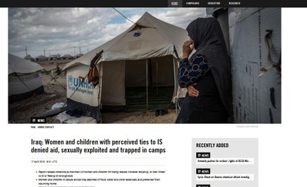 Amnesty International: Piekło kobiet i dzieci w obozach w Iraku