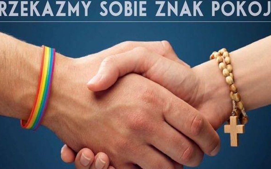 Plakat kampanii "Przekażmy sobie znak pokoju"