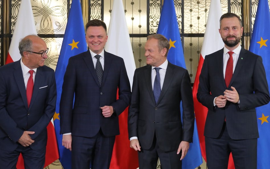 Włodzimierz Czarzasty, Szymon Hołownia, Donald Tusk, Władysław Kosiniak-Kamysz