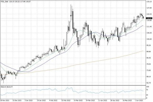 Notowania ropy naftowej WTI – dane dzienne