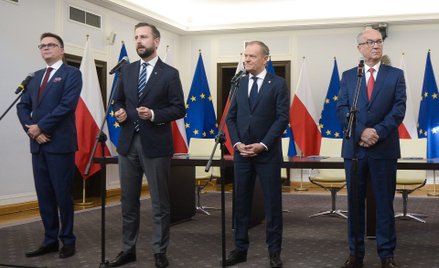 Szymon Hołownia, Władysław Kosiniak-Kamysz, Donald Tusk i Włodzimierz Czarzasty