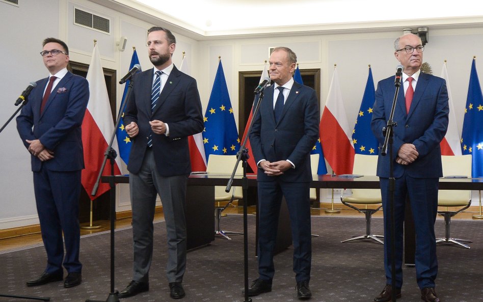 Szymon Hołownia, Władysław Kosiniak-Kamysz, Donald Tusk i Włodzimierz Czarzasty