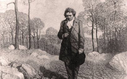 Ludwig van Beethoven (1770–1827) nad brzegiem strumienia, grafika z 1918 r.