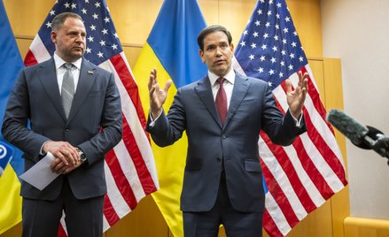 Andrij Jermak i Marco Rubio po rozmowach w Genewie