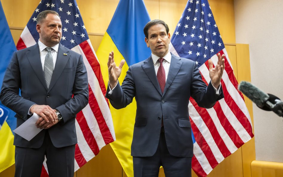Andrij Jermak i Marco Rubio po rozmowach w Genewie