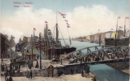 Port w Lipawie, pocztówka z ok. 1900