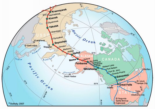 Legendarny most ALSIB z Fairbanks na Alasce do Krasnojarska, długość trasy: 6450 km