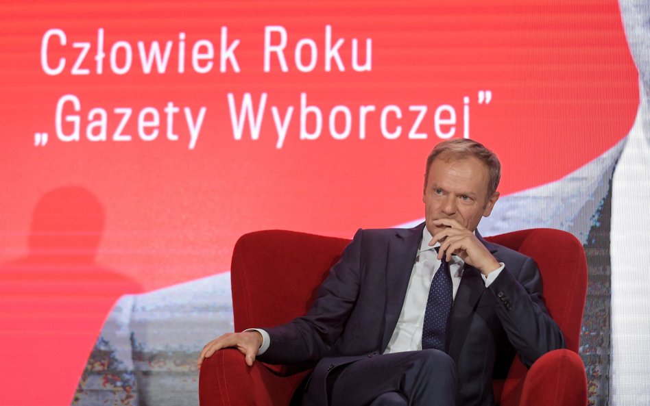 Donald Tusk podczas gali zorganizowanej z okazji 30-lecia Gazety Wyborczej, maj 2019 r.