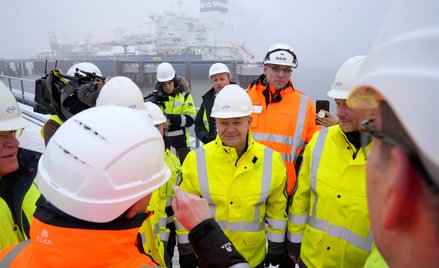 Kanclerz Niemiec Olaf Scholz podczas ceremonii otwarcia pierwszego terminalu LNG