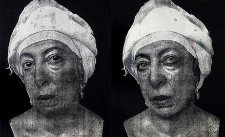 Siostry, 2004, technika własna, blacha aluminiowa, 145,5x206 cm; fot. Piotr Bylina