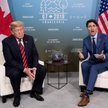 Prezydent Donald Trump premier Justin Trudeau podczas spotkania G7 w La Malbaiew Kanadzie