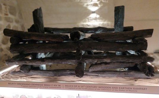 Relikty XIV-wiecznego drewnianego ziemnego wału na Zamku Królewskim
