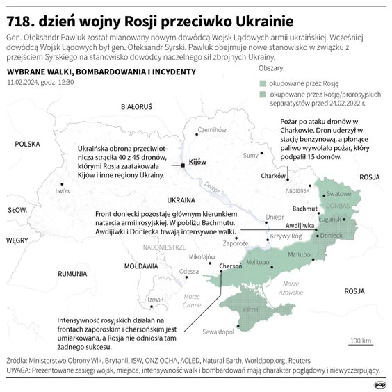 Tak wyglądała sytuacja na froncie na Ukrainie w 718. dniu wojny