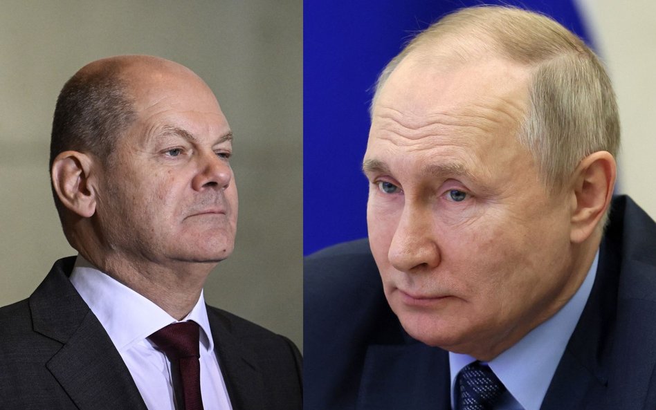 Olaf Scholz i Władimir Putin