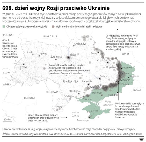 Tak wyglądała sytuacja na froncie na Ukrainie w 698 dniu wojny