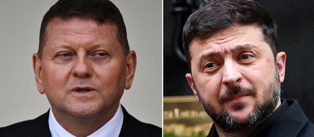 Wałerij Załużny i Wołodymyr Zełenski