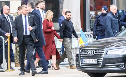 Wołodymyr i Ołena Zełenscy na Krakowskim Przedmieściu w Warszawie