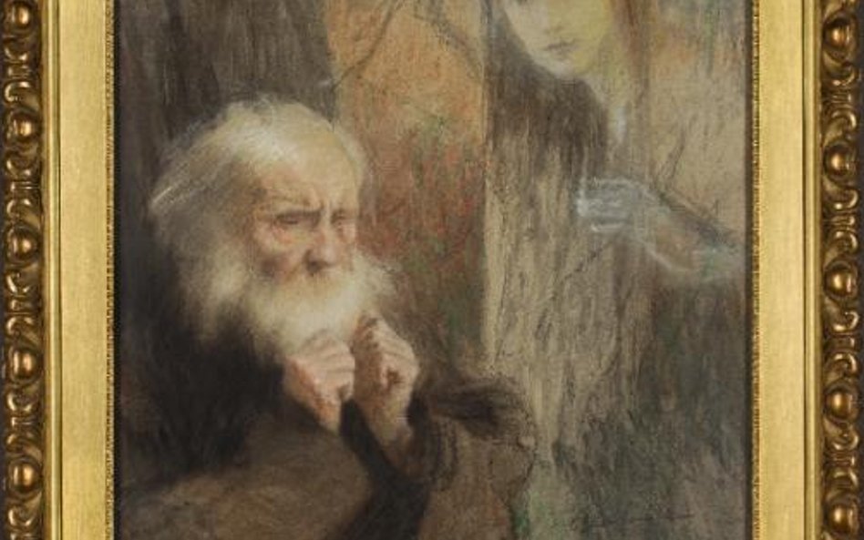Teodor Axentowicz, „Starzec i zjawa młodej kobiety”, po 1900