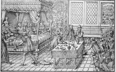 Agonia Henryka II Walezjusza. Król Francji zmarł w 1559 r. w wyniku ran odniesionych w turnieju ryce