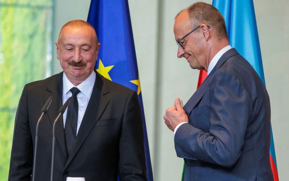 Prezydent Ilham Alijew i kanclerz Friedrich Merz