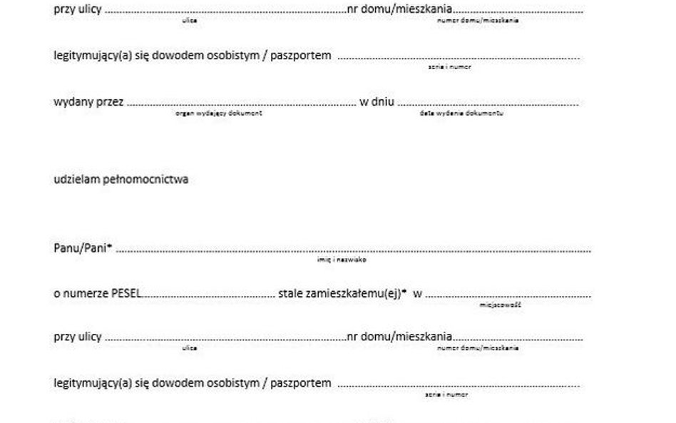 Wzór pełnomocnictwa do założenia konta w ZIP