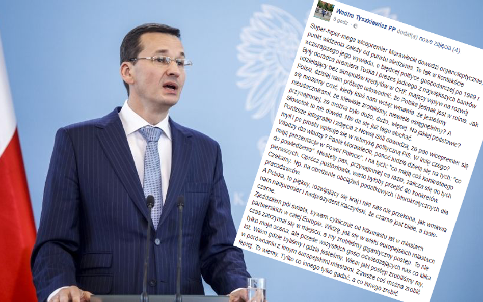 Wadim Tyszkiewicz na Facebooku zwraca się do Mateusza Morawieckiego