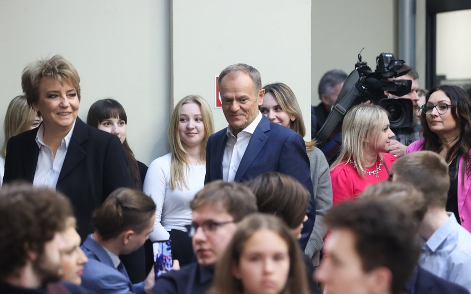 rzewodniczący Platformy Obywatelskiej Donald Tusk i prezydent Łodzi Hanna Zdanowska na spotkaniu otw