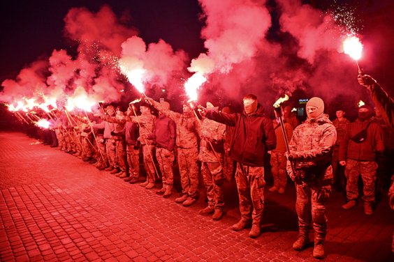 Marsz na cześć Stepana Bandery we Lwowie, 1 stycznia 2026 r.