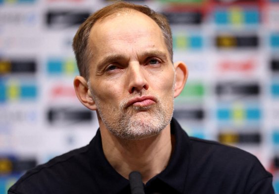 Selekcjoner Anglii Thomas Tuchel na konferencji prasowej