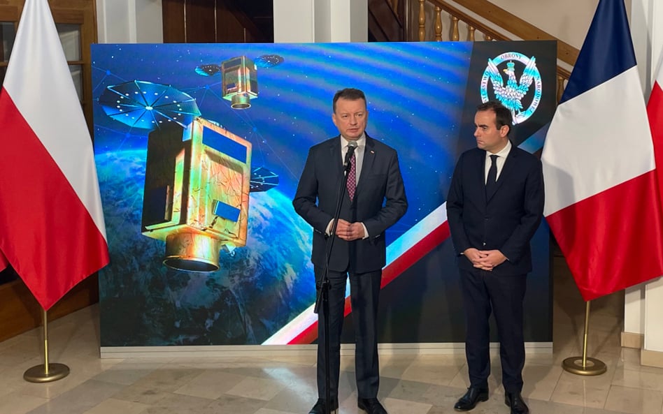 Ministrowie obrony Polski Mariusz Błaszczak i Francji Sebastien Lecornu.