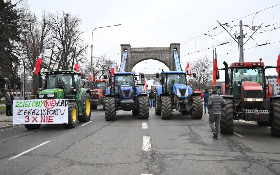 Protestujący rolnicy blokują centrum Wrocławia