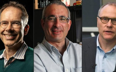 Tegoroczny ekonomiczny Nobel trafił do (od lewej): Guido Imbensa z Uniwersytetu Stanforda (w 1/4), J
