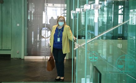 Pierwszy Prezes Sądu Najwyższego Małgorzata Manowska w budynku Sądu Najwyższego w Warszawie