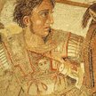Fragment mozaiki z Domu Fauna w Pompejach ukazującej starcie Aleksandra z królem perskim Dariuszem I