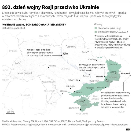 Tak wyglądała sytuacja na froncie w 892 dniu wojny