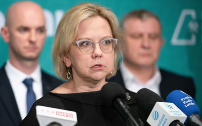 Minister klimatu i środowiska Anna Moskwa na briefingu prasowym w siedzibie LW Bogdanka