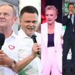 Uczestnicy debaty: Mateusz Morawiecki, Donald Tusk, Szymon Hołownia, Joanna Scheuring-Wielgus, Krzys