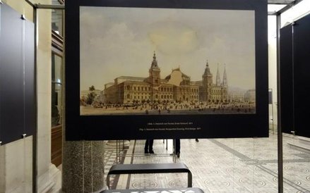 Pierwszy projekt Ferstla budynku uniwersytetu (na wystawie poświęconej jego historii)