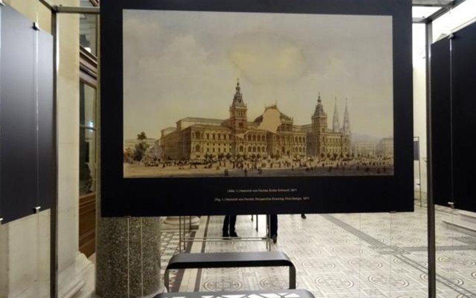 Pierwszy projekt Ferstla budynku uniwersytetu (na wystawie poświęconej jego historii)