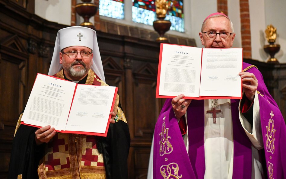 Przewodniczący KEP abp Stanisław Gądecki i zwierzchnik Ukraińskiego Kościoła Greckokatolickiego abp 