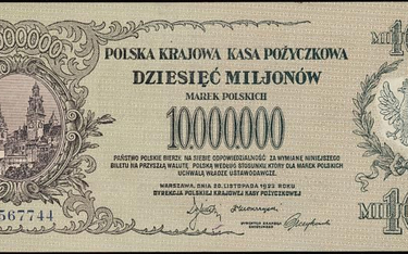 3,5 tys. zł kosztuje banknot z 1923 r. o nominale 10 mln marek polskich.