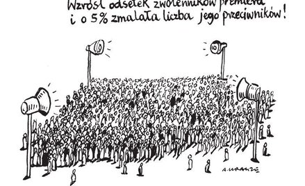 Komentarz rysunkowy. Wzrósł odsetek zwolenników premiera
