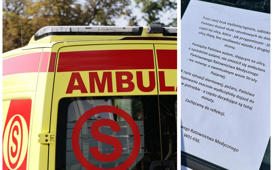 Auto blokowało przejazd, karetka nie mogła przejechać. Ratownicy zostawili kierowcy wymowny list