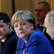 Wołodymyr Zełenski, Angela Merkel i Władimir Putin