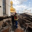 Wołodymyr Zełenski w Ławrze Peczerskiej po rosyjskim ataku