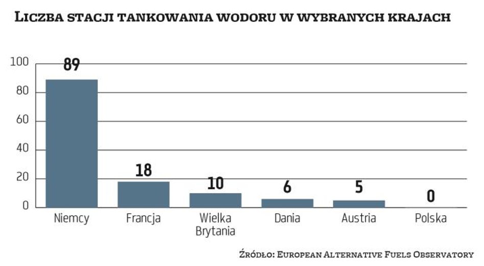 W Europie zdecydowanym liderem na rynku stacji oferujących wodór są Niemcy. Stosunkowo dużą popularn