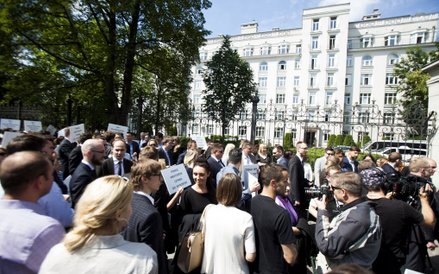 Protest adwokatów w Warszawie.